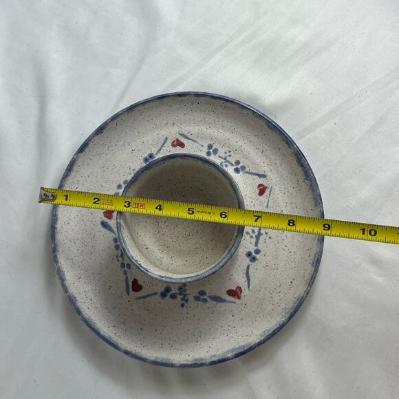 Chip and Dip Salt glazed stoneware studio pottery Serving platter signed - Picture 10 of 12